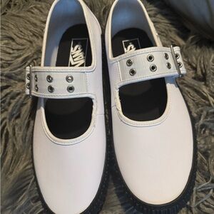 Vans White and Black Mary Jane Creepers